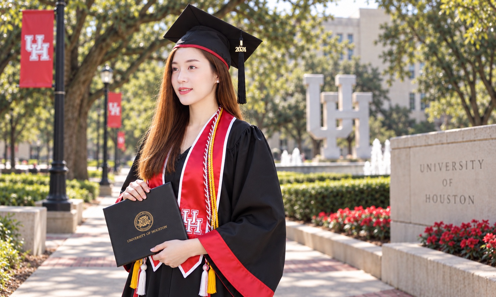 Jenny Ngô Diệp trong lễ tốt nghiệp tại Houston